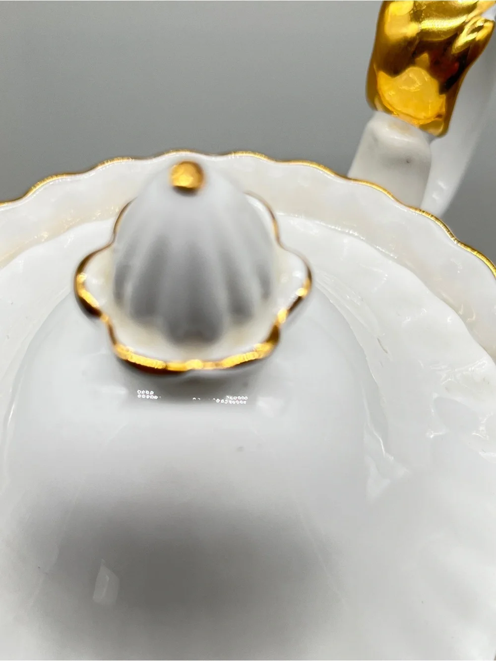 Royal  Albert Val D’Or bone china large teapot. White with 22k gold trim.  NWOT.